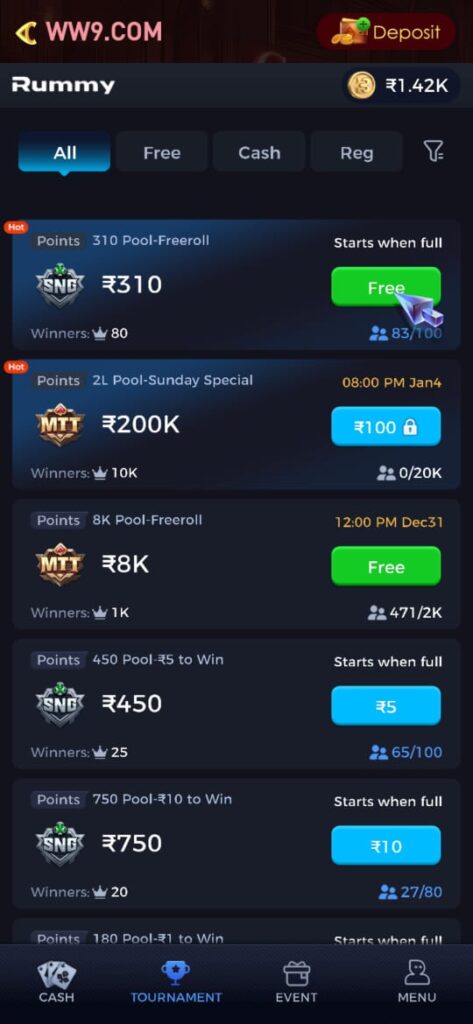 WW9 Game APK download official Android app login register features and mobile gaming dashboard